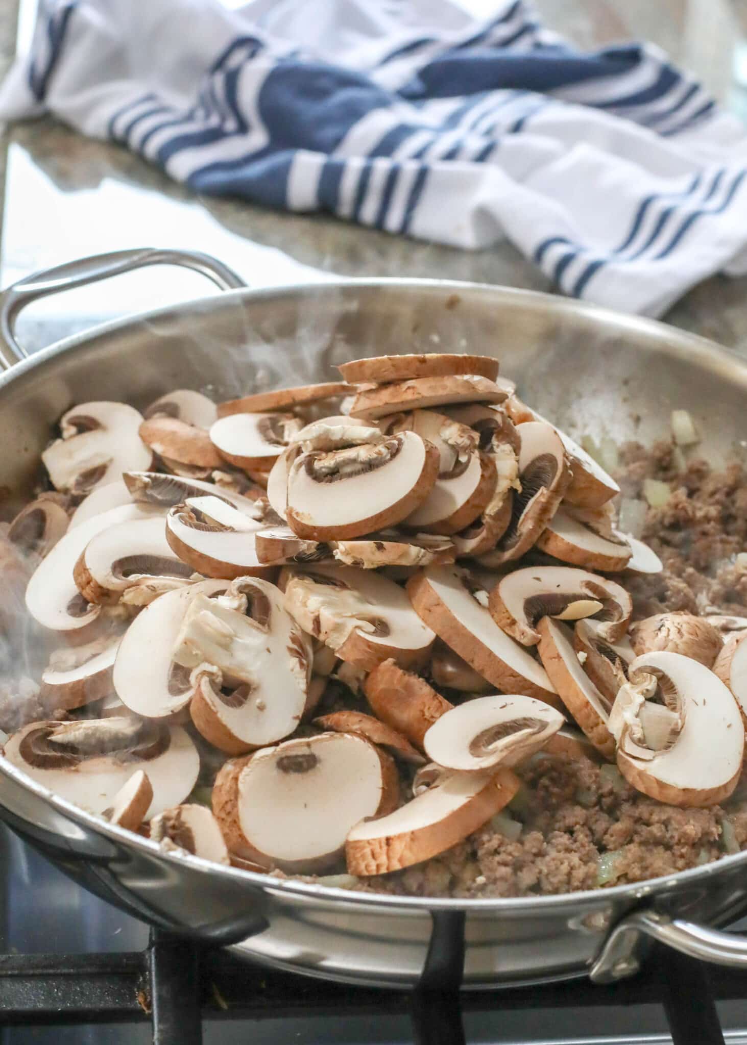 Easy Ground Beef Stroganoff Recipe with plenty of mushrooms!