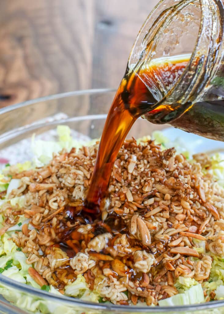 Ramen Noodle Salad with a sweet and tangy Asian dressing! get the recipe at barefeetinthekitchen.com