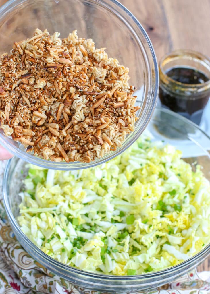 The BEST Ramen Noodle Salad isn't like anything you've ever tasted before! get the recipe at barefeetinthekitchen.com