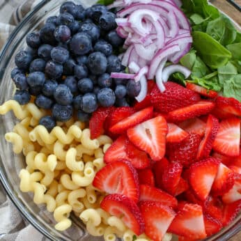 I can't get enough of this Strawberry Spinach Pasta Salad!