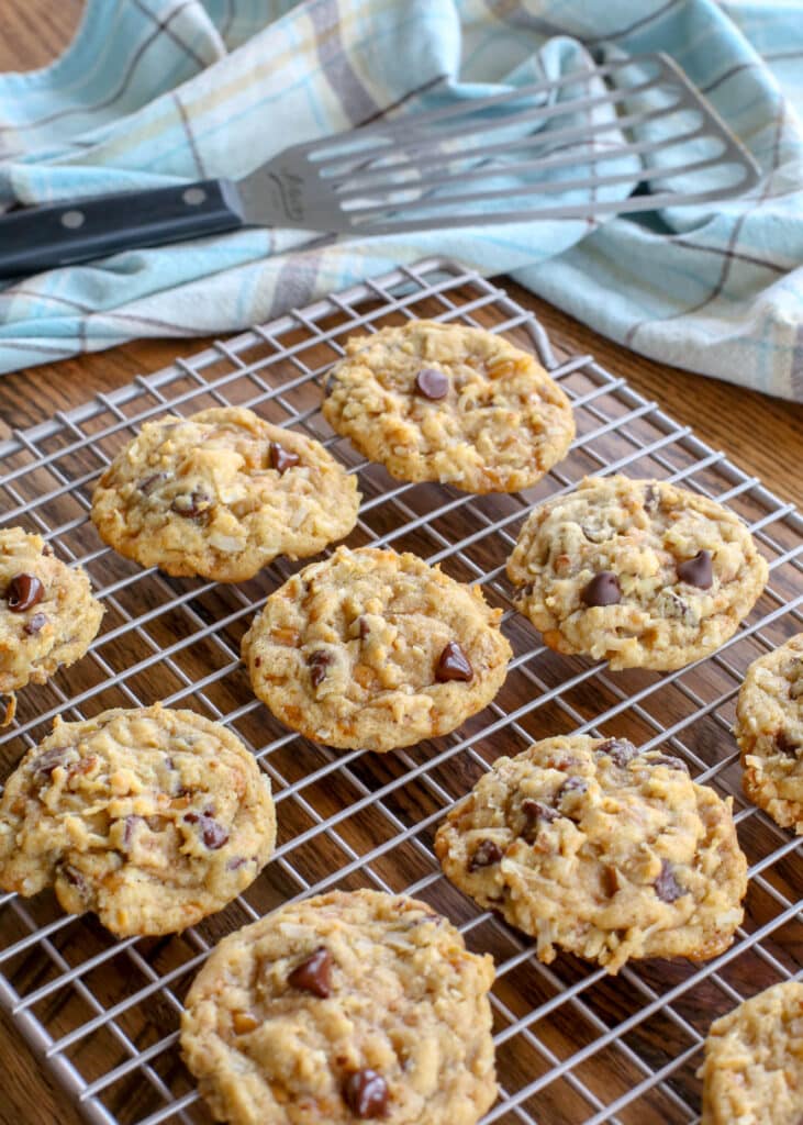 Toffee Coconut Pecan Chocolate Chip Cookies - save the recipe now so that you can make it all year long!