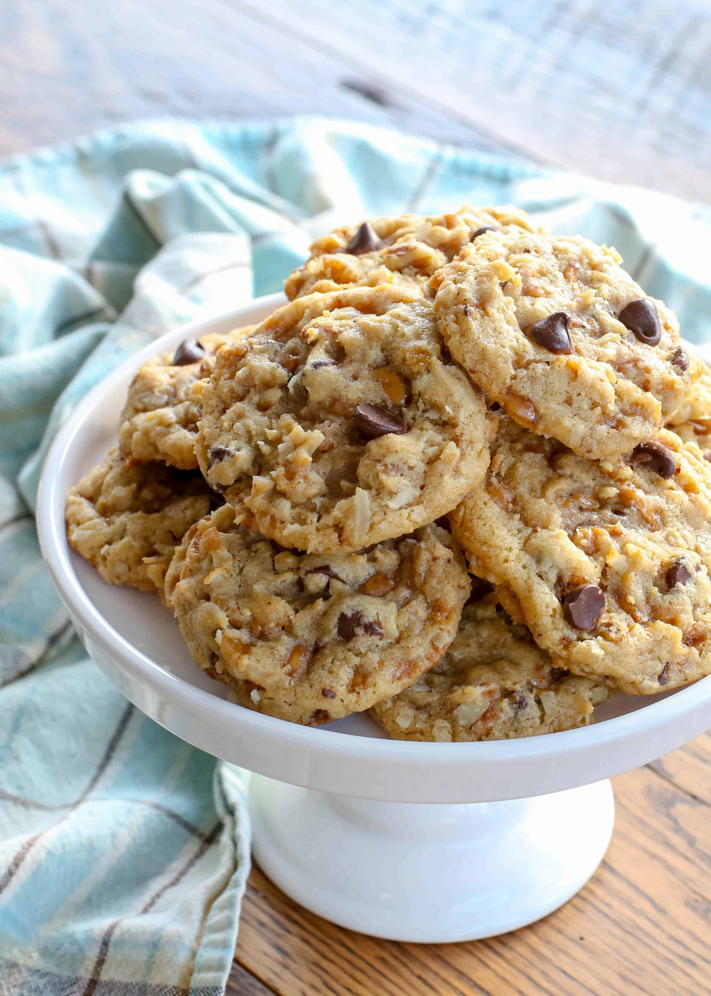 Toffee Coconut Pecan Chocolate Chip Cookies - Barefeet in the Kitchen