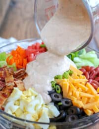 Bacon and Egg Taco Salad with Chipotle Ranch Dressing - get the recipe at barefeetinthekitchen.com