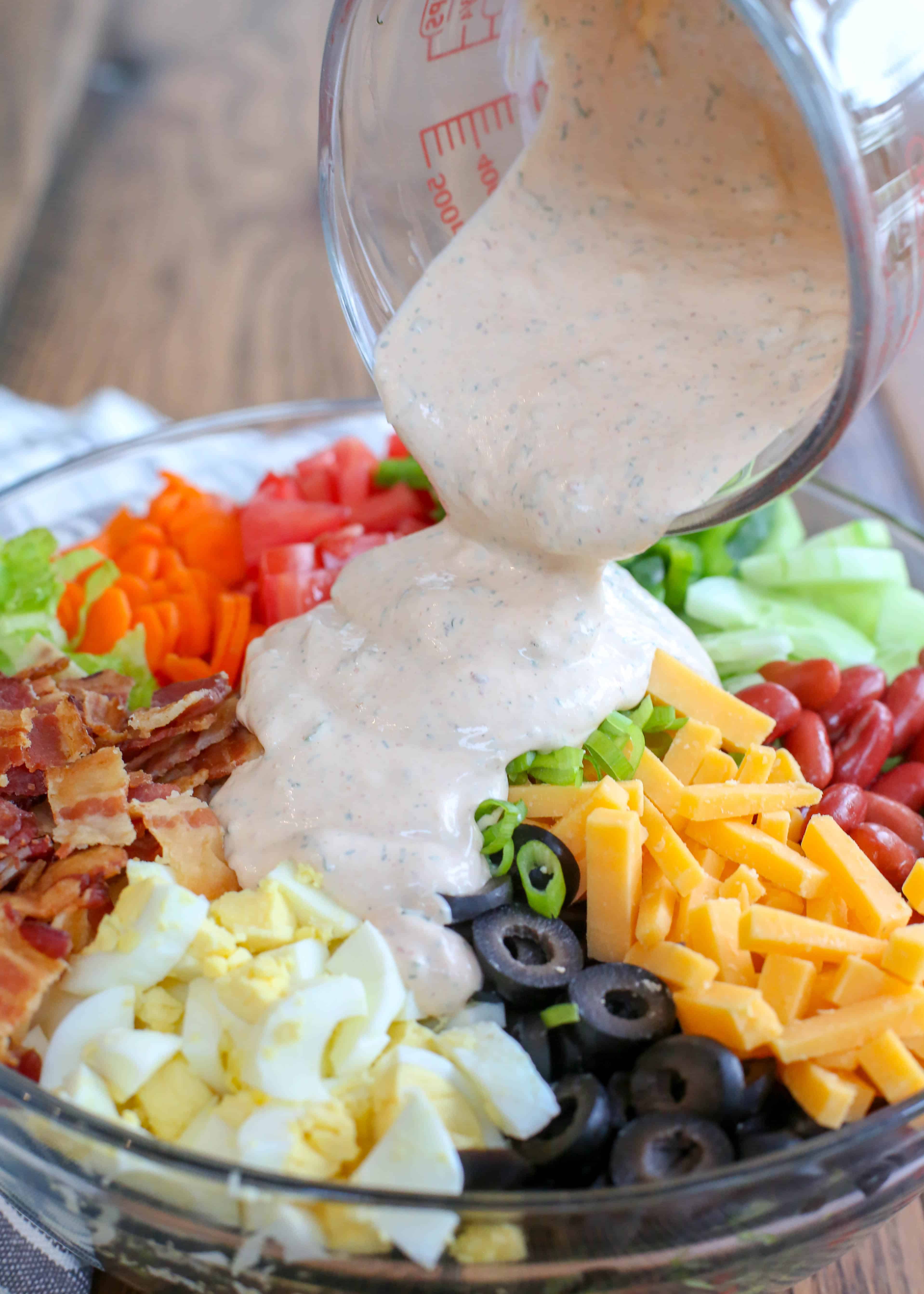 Bacon and Egg Taco Salad with Chipotle Ranch Dressing