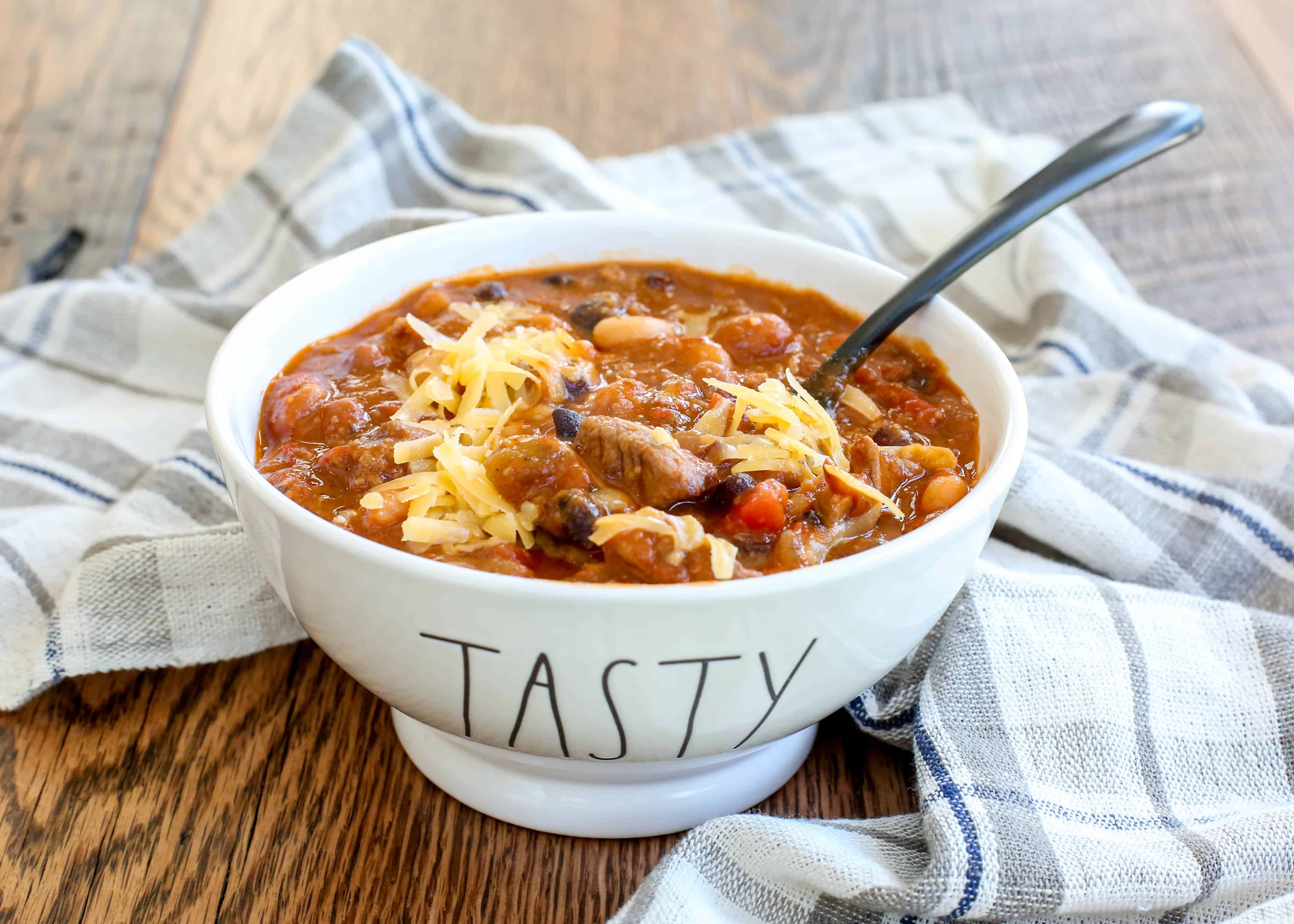 Spicy Five Bean Chili With Steak And Sausage