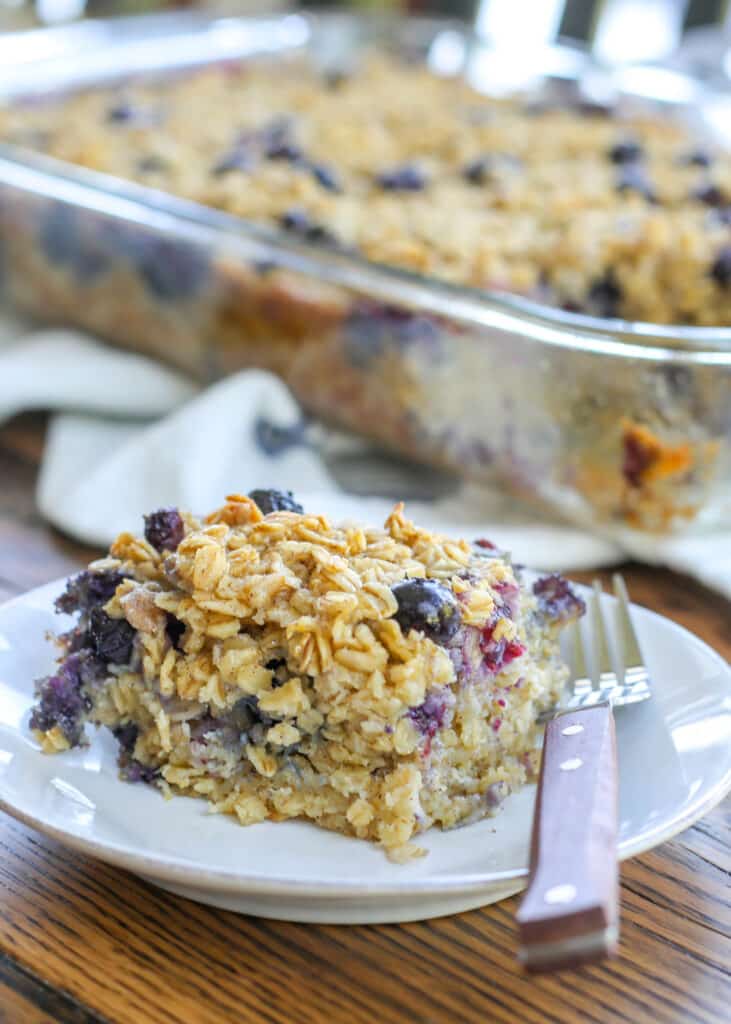 Baked oatmeal stuffed with blueberries is a winner