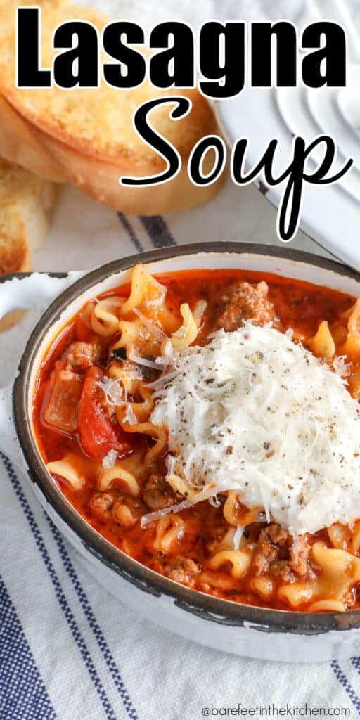 Lasagna Soup is a hearty dinner that gets cheers whenever we make it!
