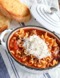 Everything you love about classic lasagna in a hearty bowl of soup! get the recipe at barefeetinthekitchen.com