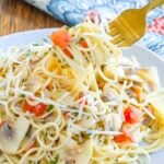 Lemon Butter Pasta with tomatoes, mushrooms, and plenty of garlic