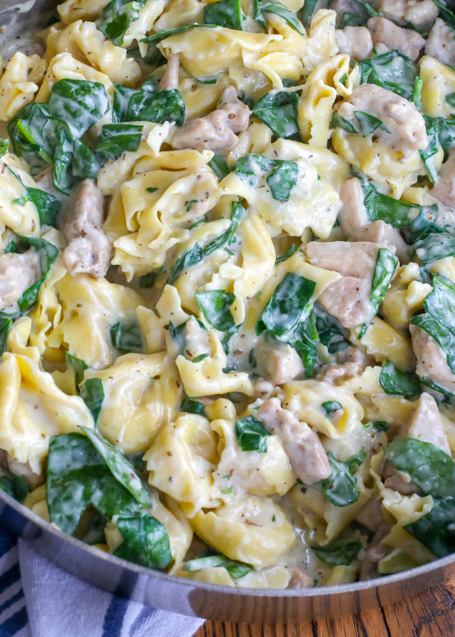 Creamy Parmesan Tortellini with Chicken and Spinach - Barefeet in the ...