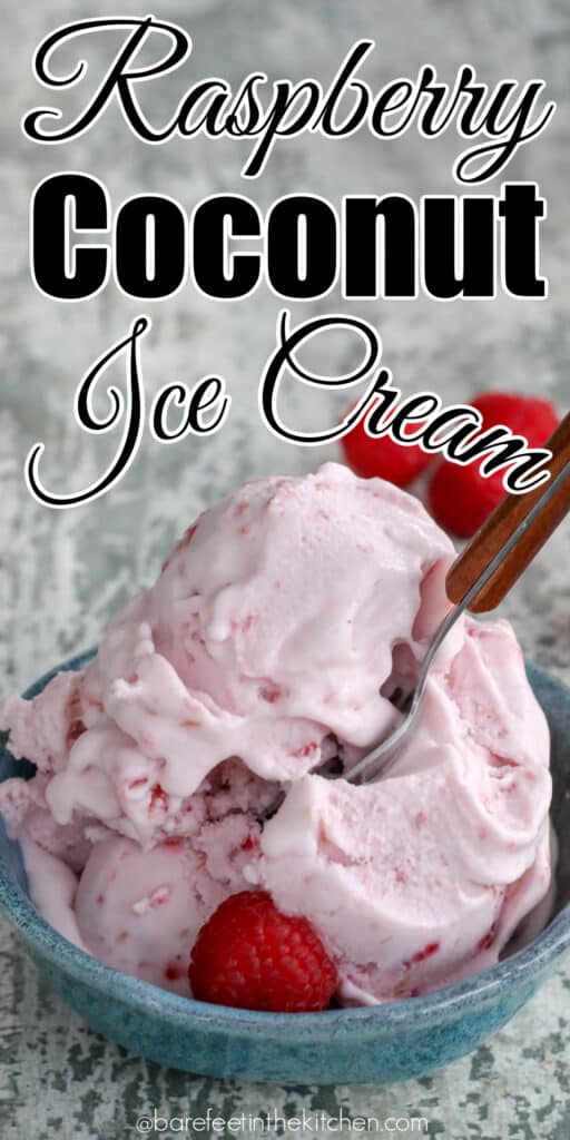 Raspberry Coconut Ice Cream is creamy, sweet, homemade deliciousness