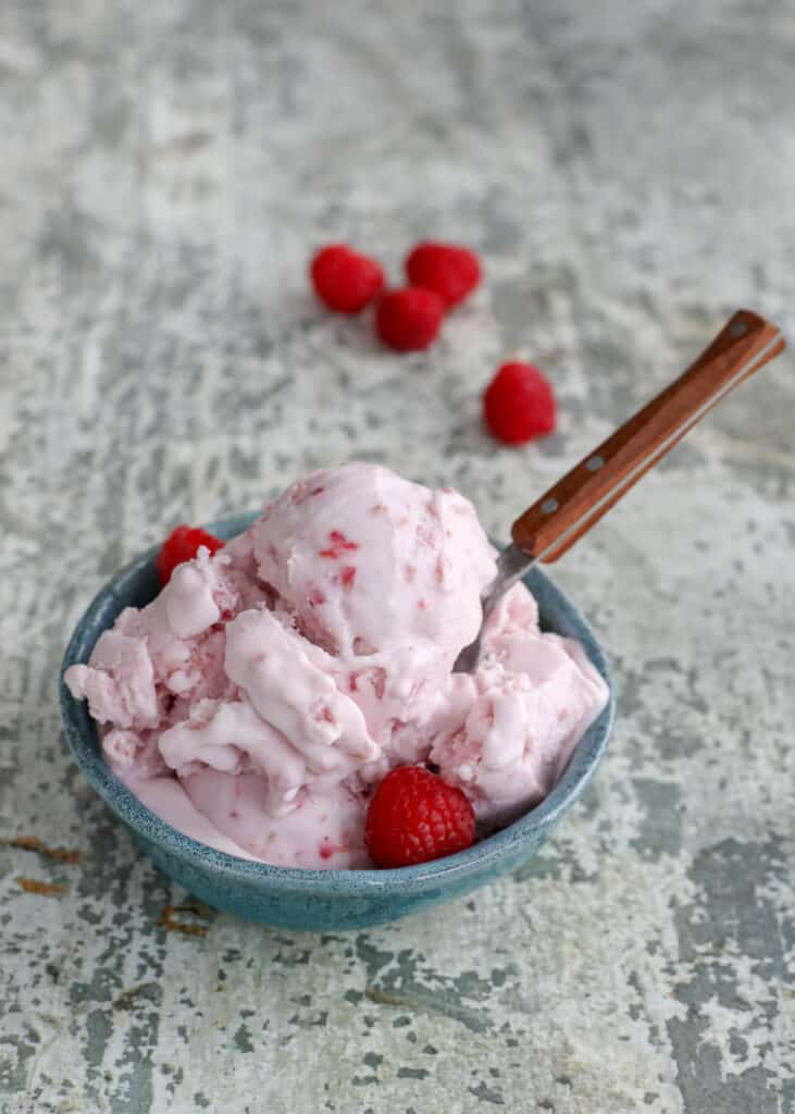 This Raspberry Ice Cream is accidental vegan and completely delicious!
