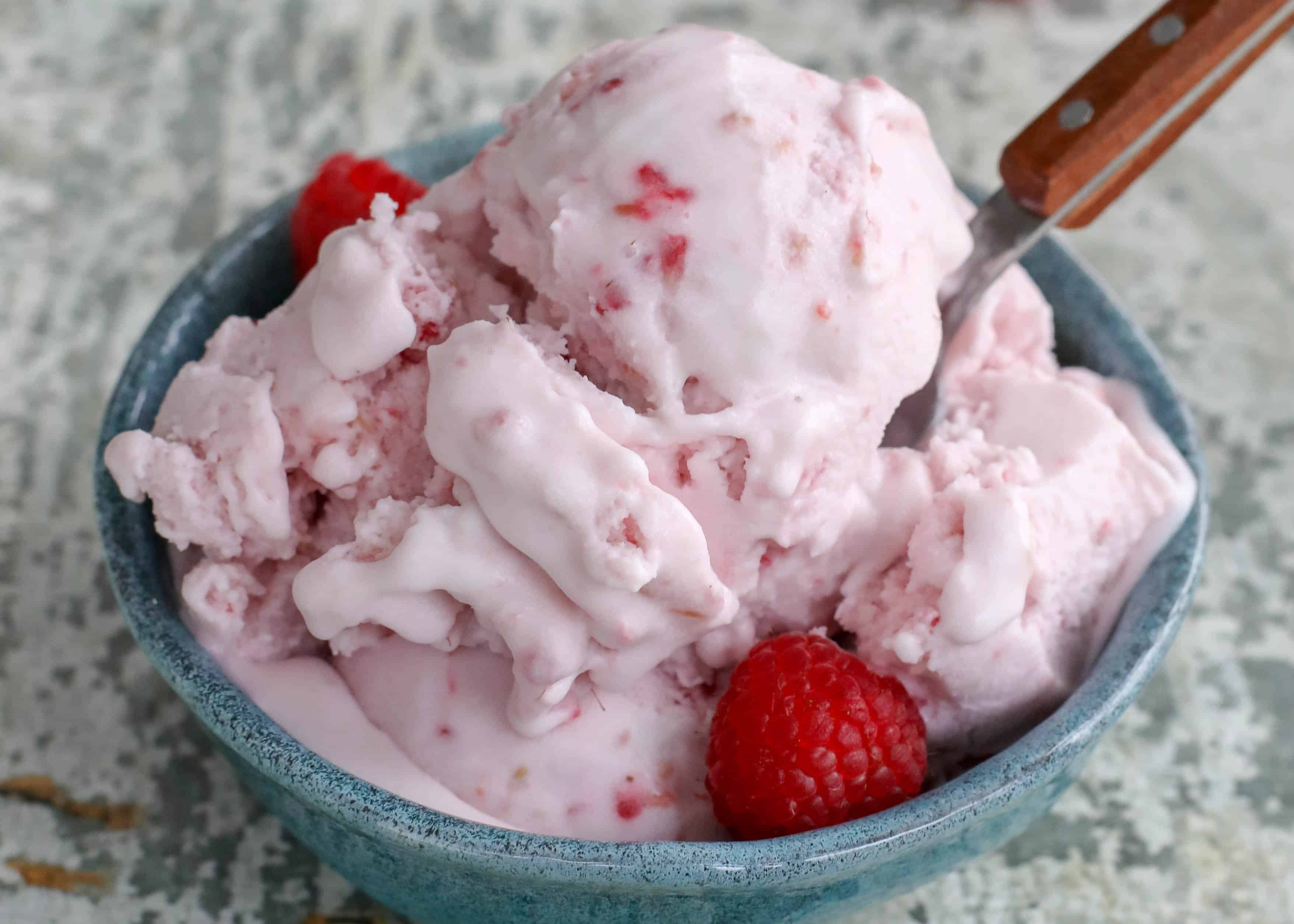 Raspberry Coconut Ice Cream - Barefeet In The Kitchen