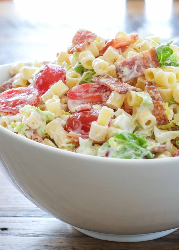 BLT Pasta Salad with a smoky bacon dressing