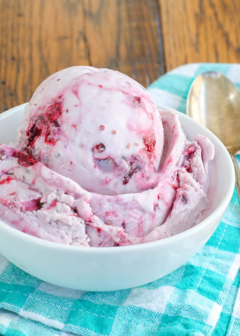 Mixed Berry Ice Cream with Easy Berry Sauce - Barefeet In The Kitchen