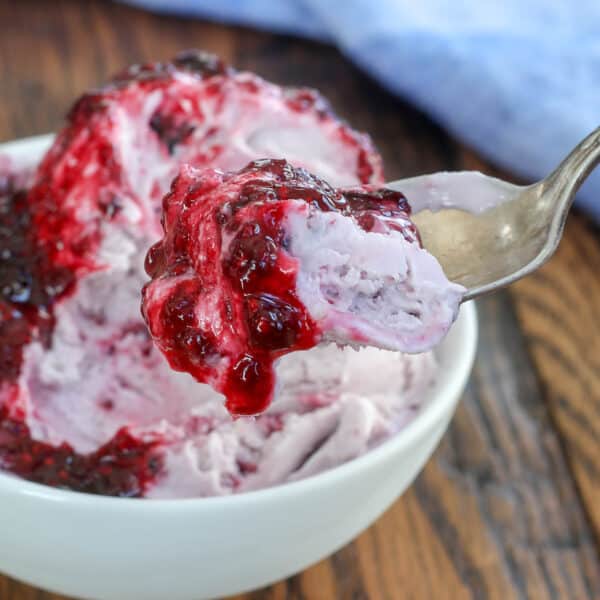 Mixed Berry Ice Cream with Easy Berry Sauce - Barefeet In The Kitchen