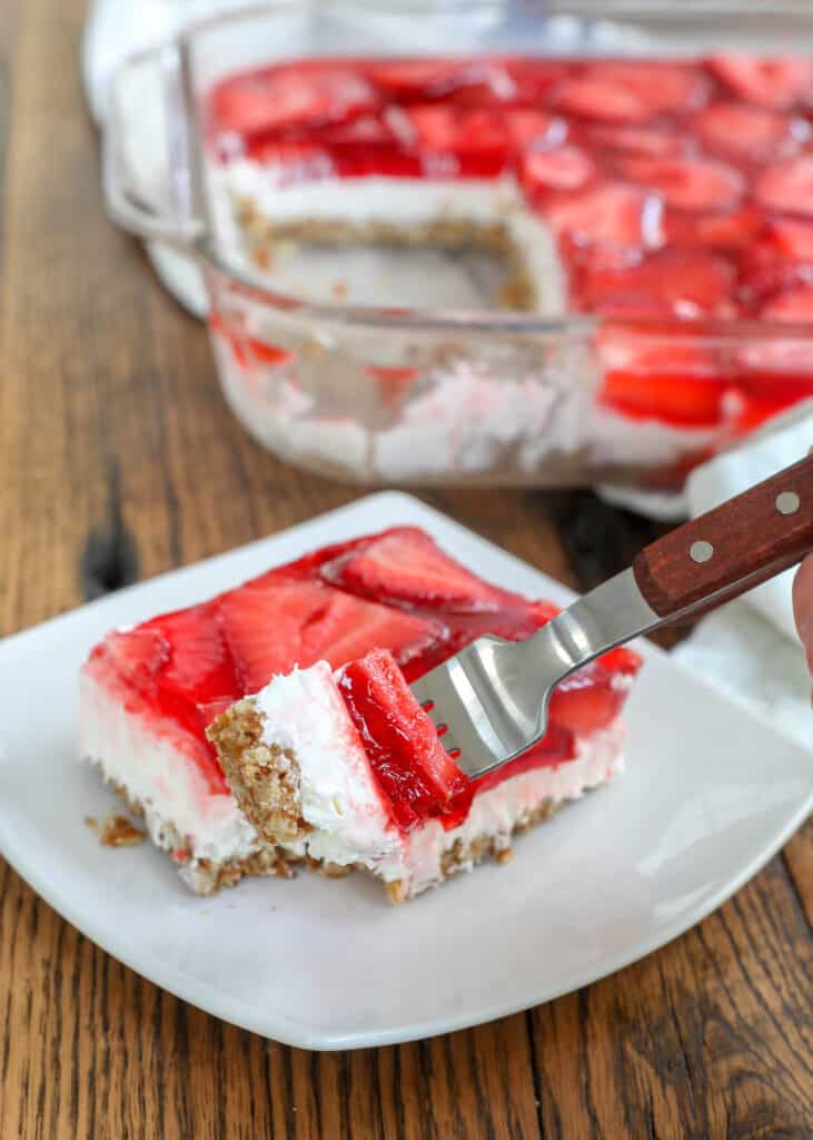Strawberry Pretzel Salad is the strawberry dessert that you never knew you always needed.