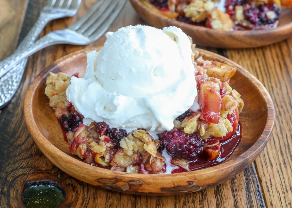 Blackberry Apple Crisp is sweetly tart and perfect for summer.