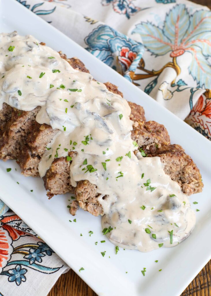 Mushroom Stroganoff and Meatloaf are a perfect pair.