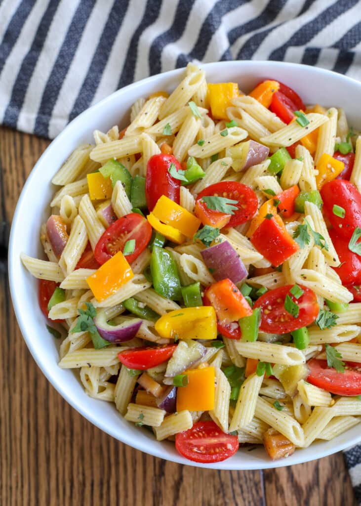 Bell Pepper Pasta Salad with a Tangy Garlic Dressing