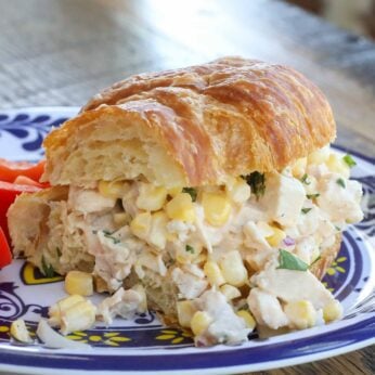 These street corn chicken salad sandwiches are a regular on our meal plan!
