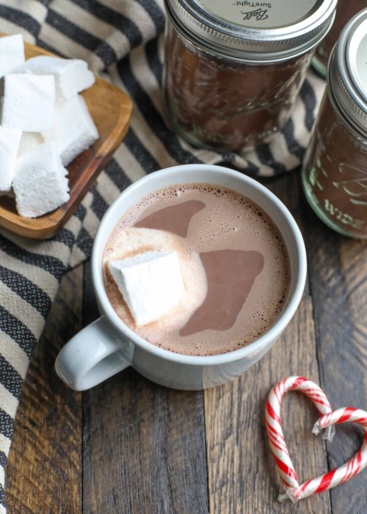 Homemade Marshmallows melting into hot cocoa