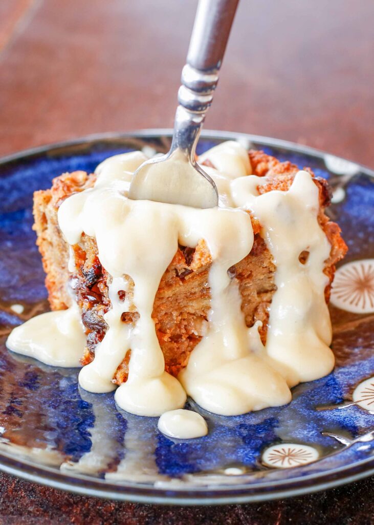 Challah Bread Pudding with Cream Sauce