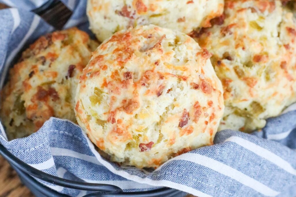 Cheesy Bacon Green Chile Biscuits