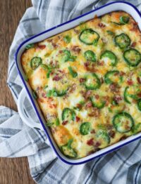 Jalapeno Popper Casserole is perfect for breakfast, lunch, or dinner.