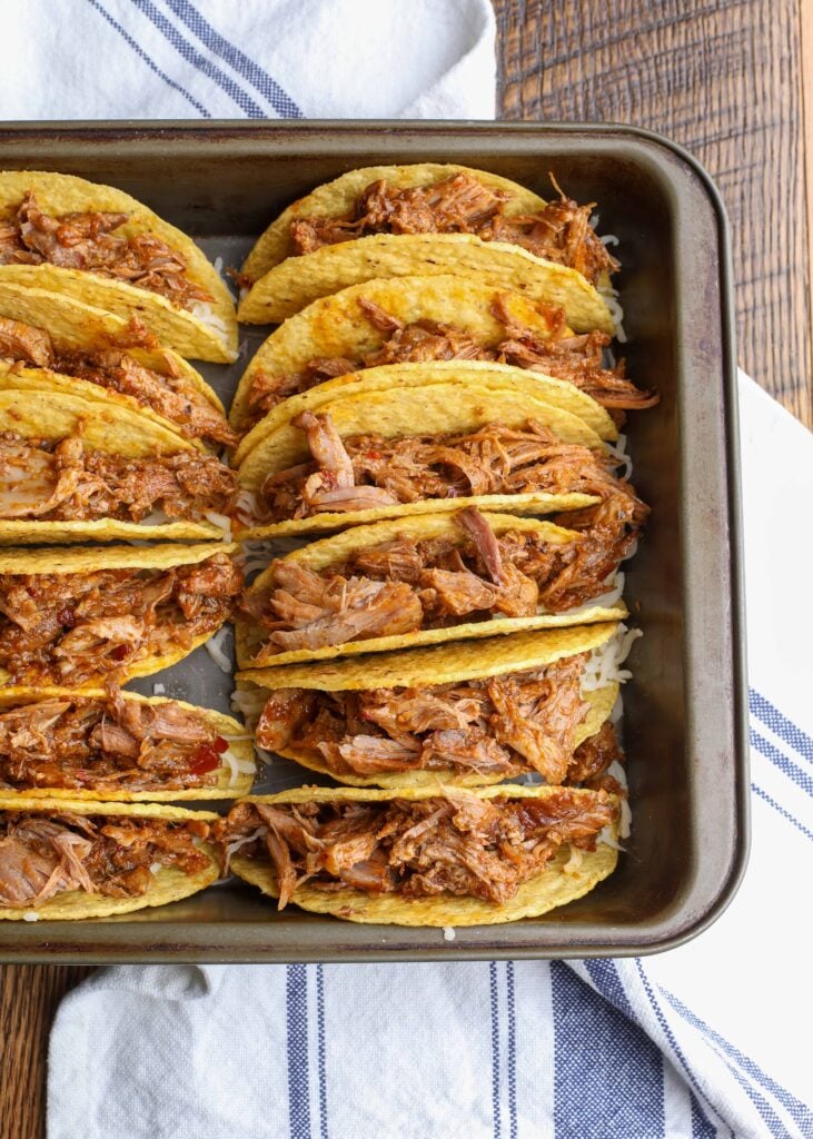 Pulled Pork Tacos in pan