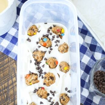 Monster Cookie Dough Chunks in ice cream