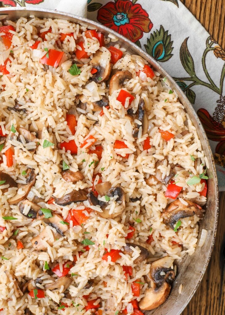 rice with mushrooms and peppers