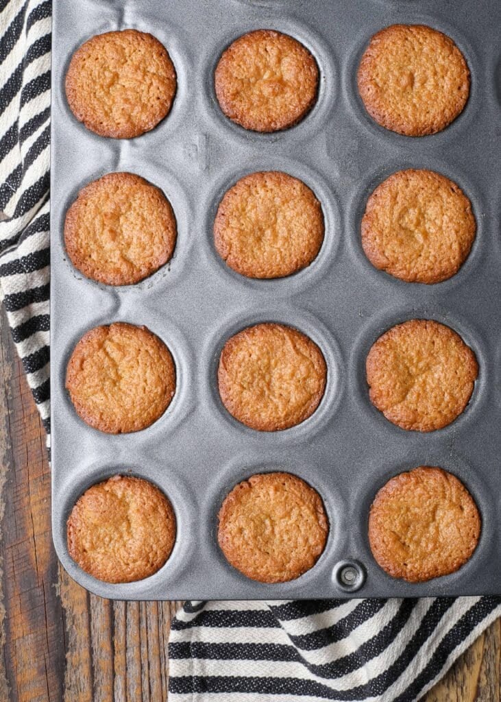 peanut butter cookies in muffin tin