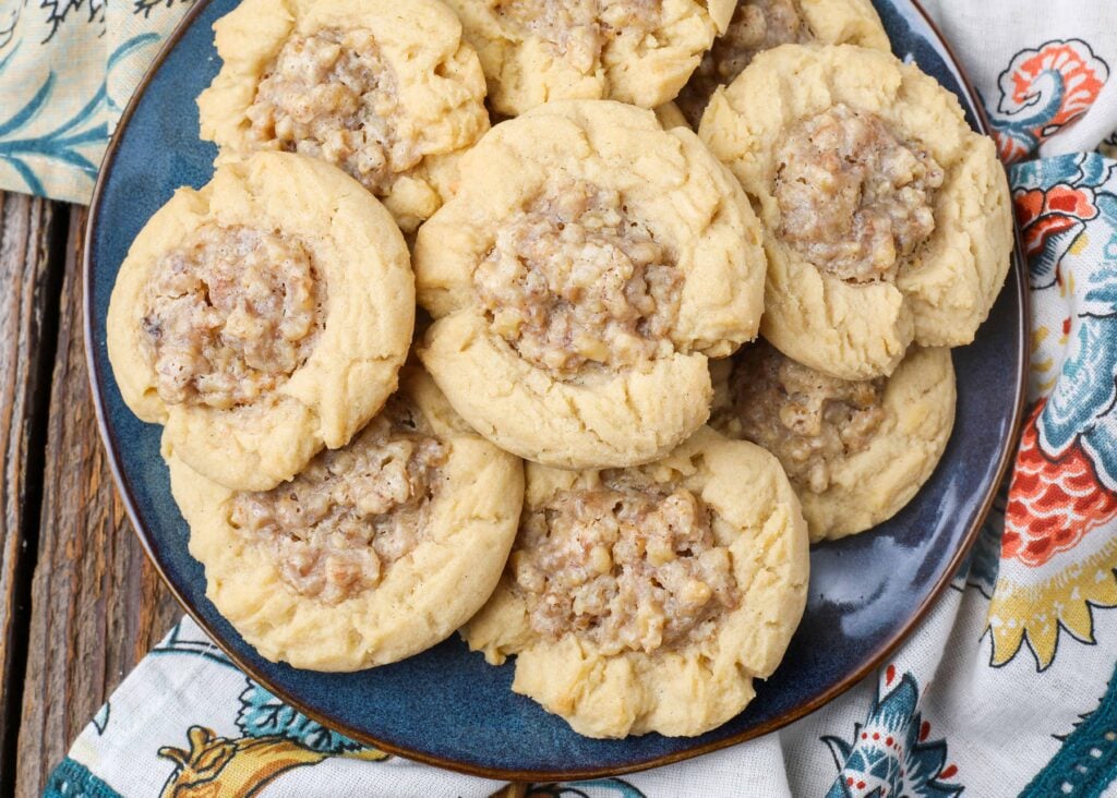 Cookies with walnuts on blue plate