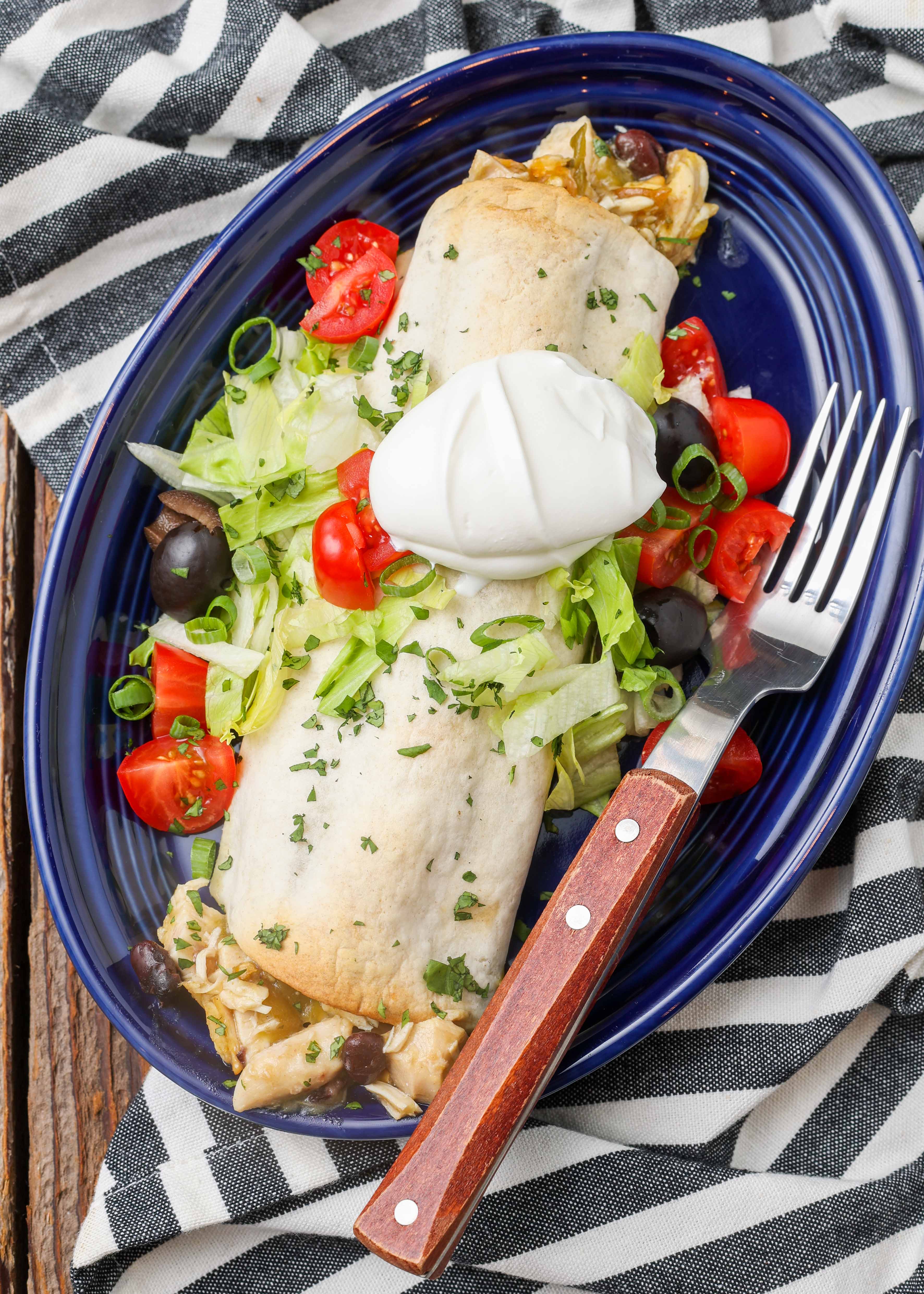 Green Chile Chicken Burritos