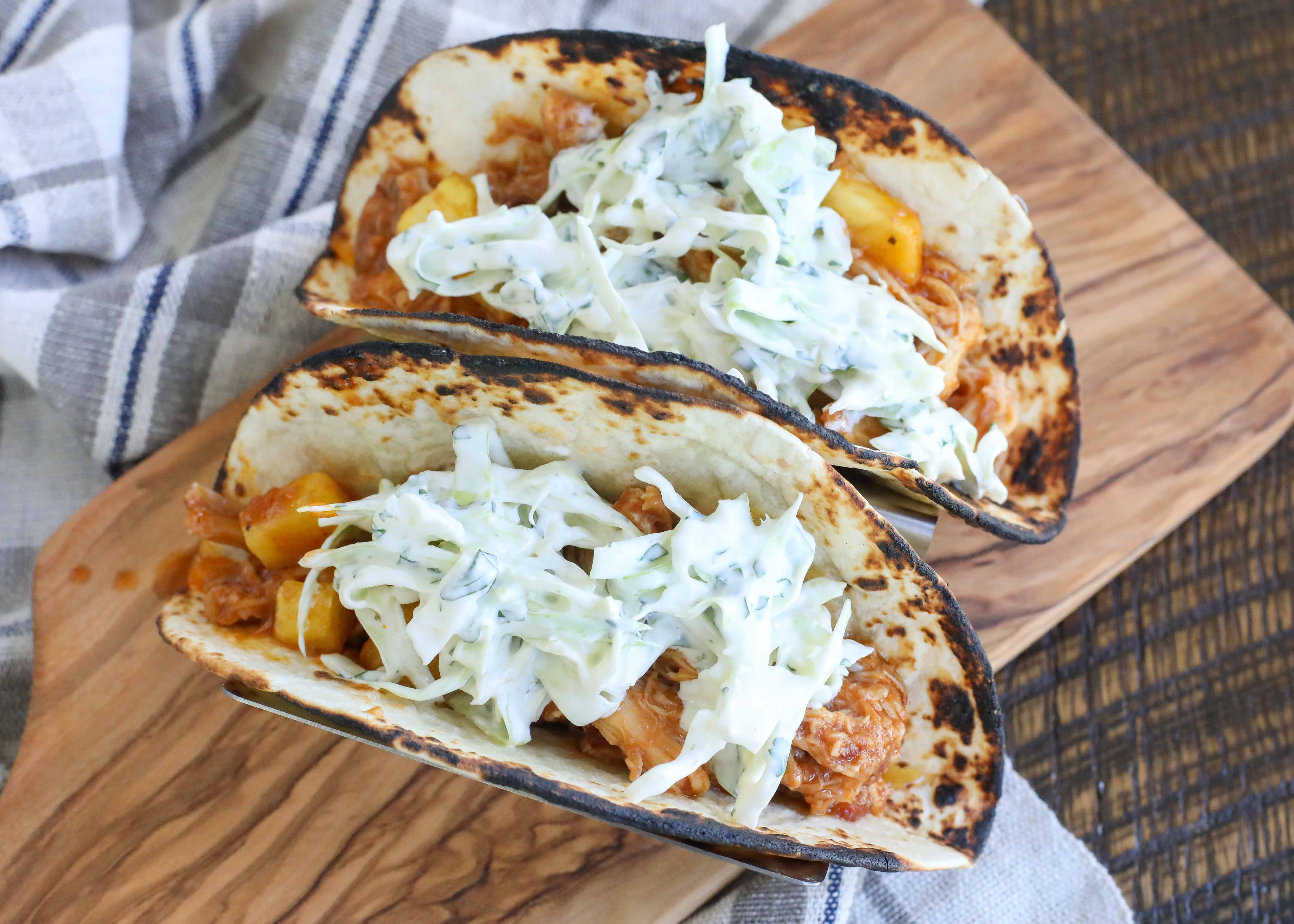 SlowCooker Pineapple Chicken Tacos Barefeet in the Kitchen
