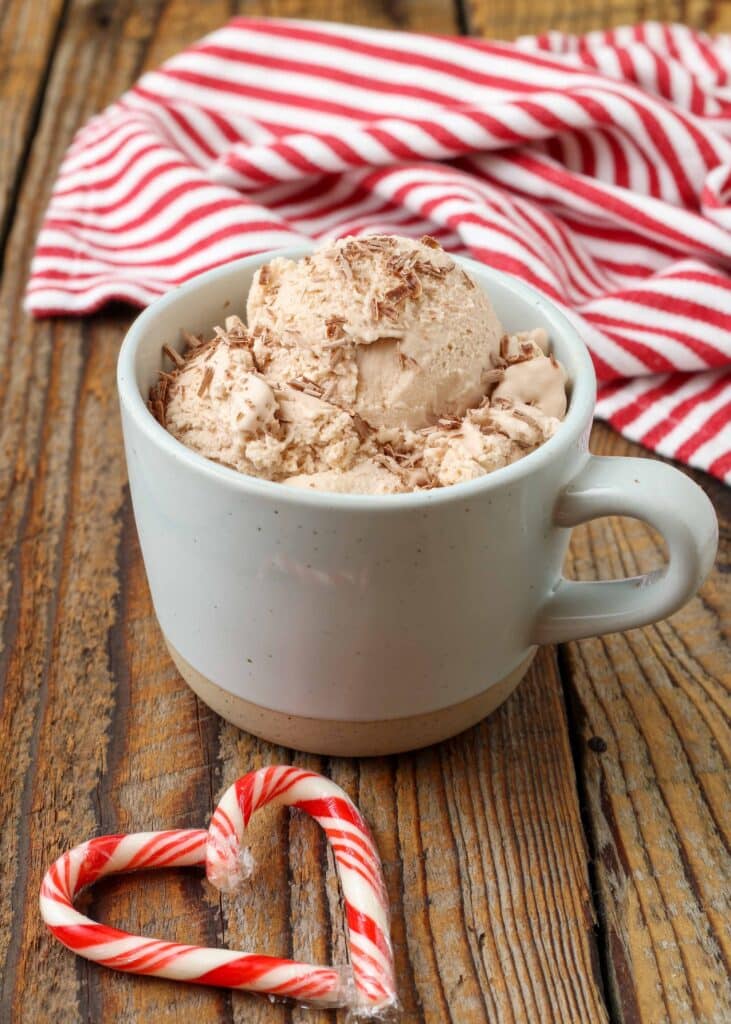 peppermint ice cream with candy canes