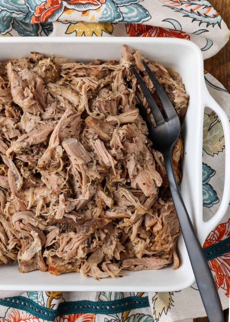 pork pulled apart with fork