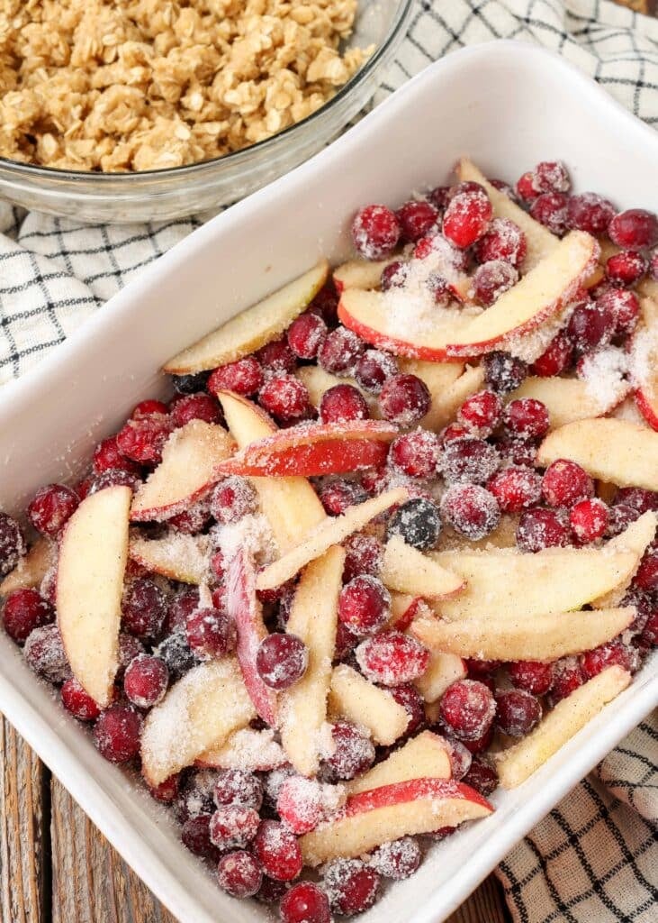 cranberries and apples tossed in sugar