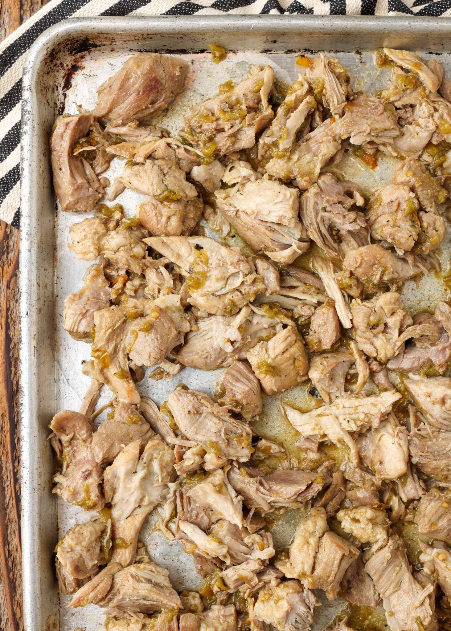 pork with green chile before broiling