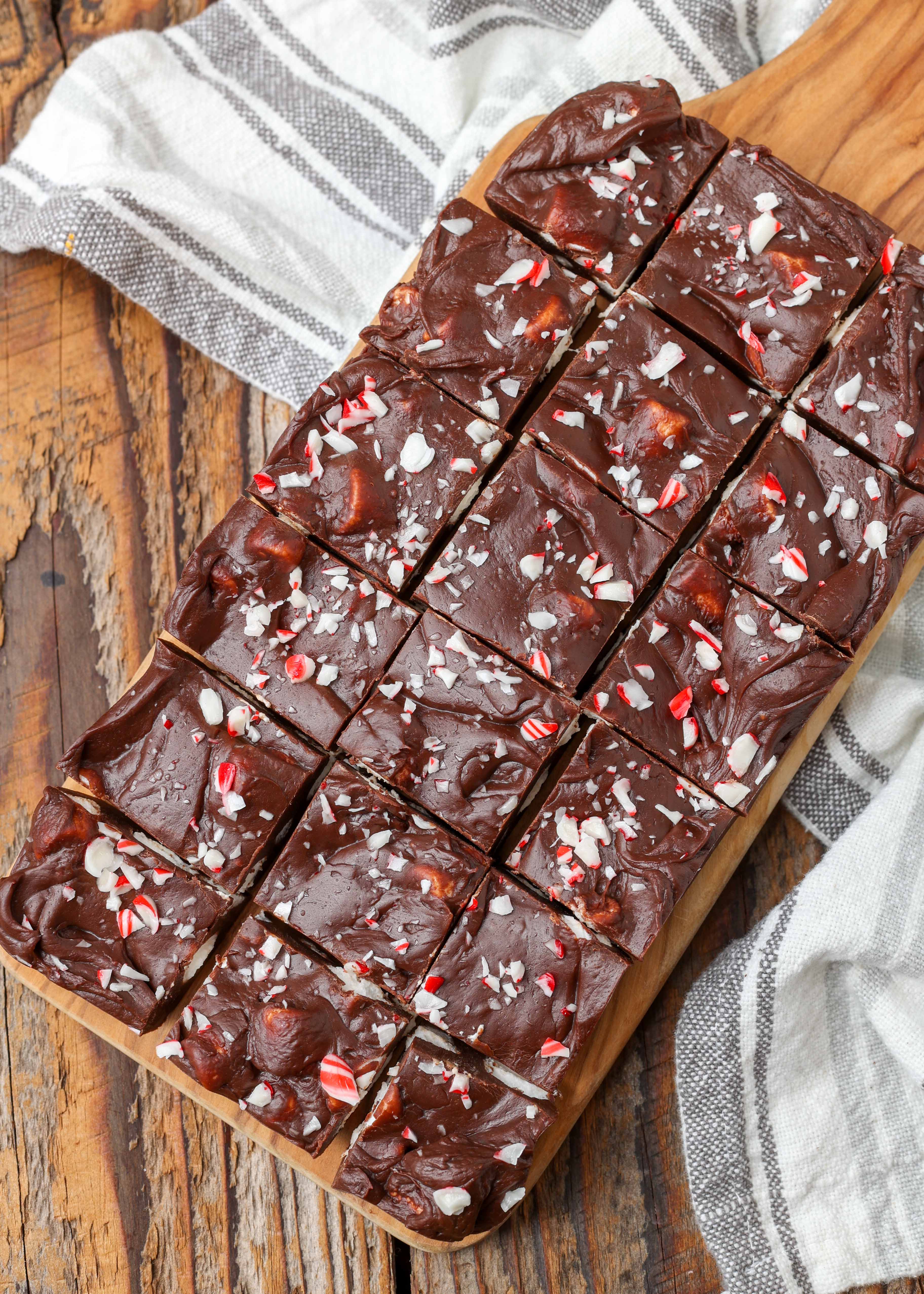 Peppermint Marshmallow Fudge - Barefeet in the Kitchen
