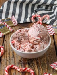 Candy Cane Ice Cream with Chocolate Shavings