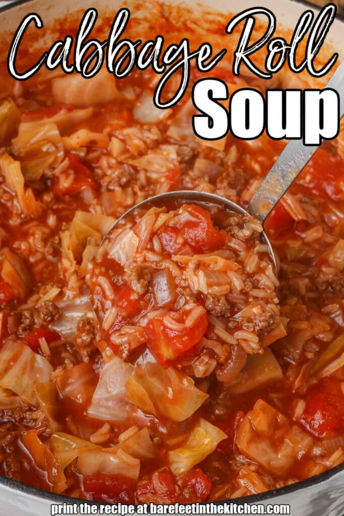 Cabbage Roll Soup in ladle