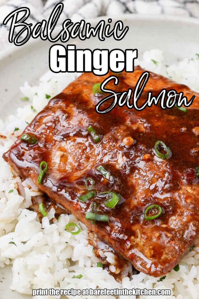 Balsamic Ginger Salmon over rice