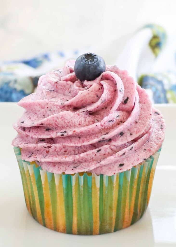 cupcakes with blueberry frosting
