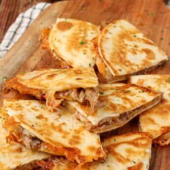 stacked quesadillas on board