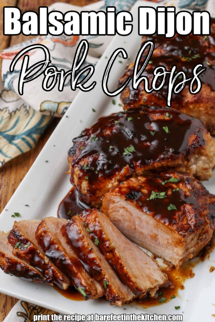 pork chops with balsamic on white plate