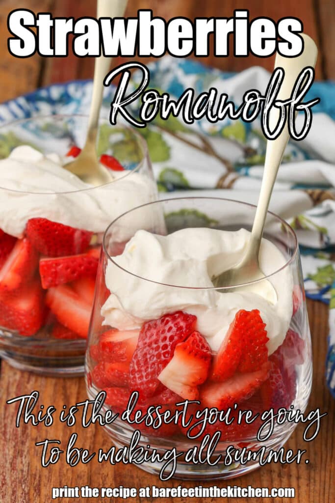 Strawberries Romanoff in glasses with spoons