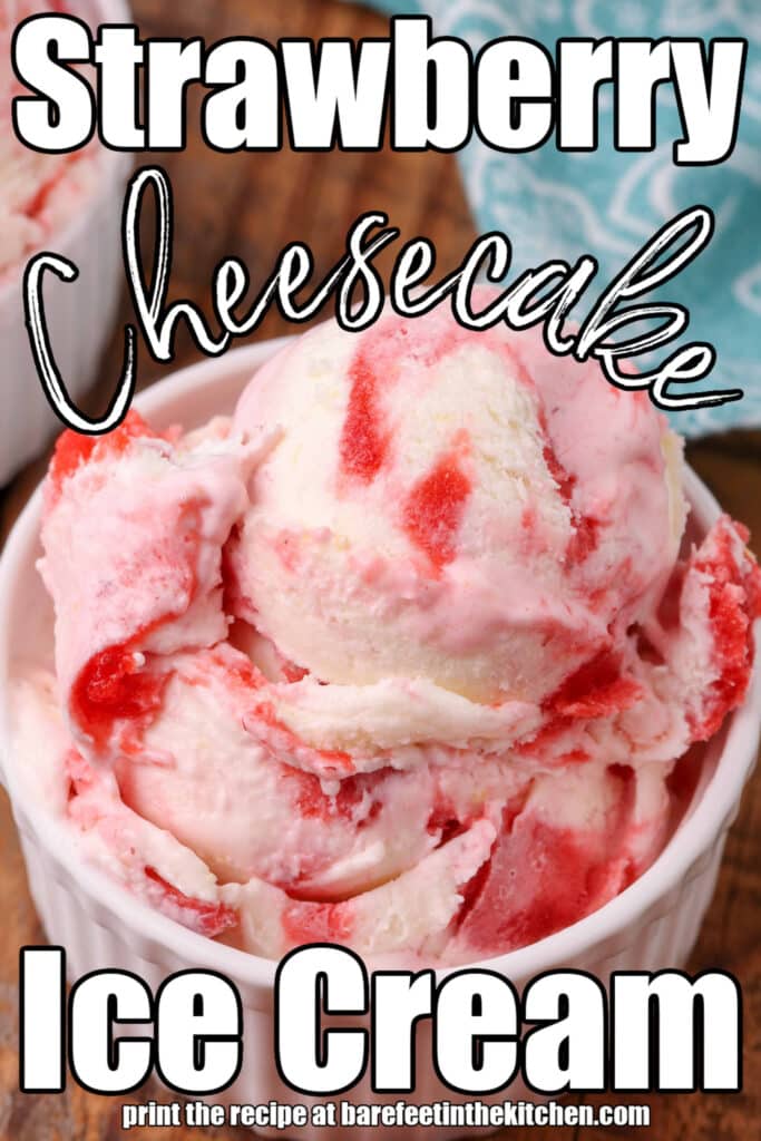 strawberry ice cream in bowl with blue napkin