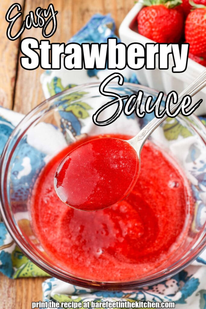 Easy strawberry sauce with fresh berries in a bowl 